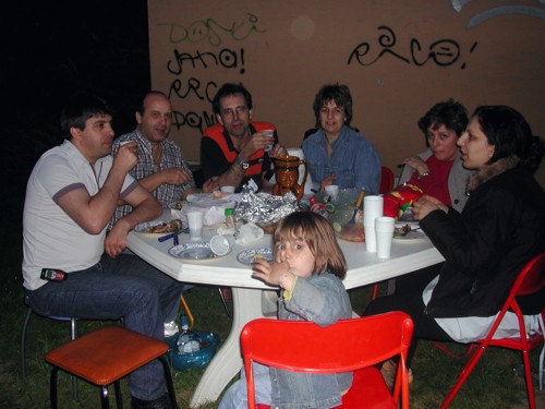 Belmiro, Pimentel, moi, ma femme Fatima, Jacinta, Sophie la copine à Belmiro et ma fille Leticia